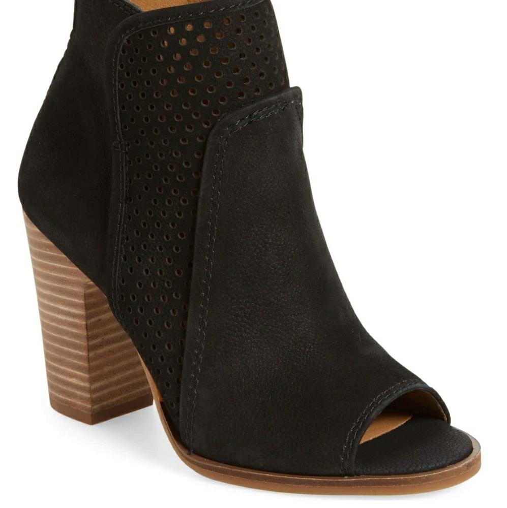 LUCKY BRAND LAMIA SUEDE LEATHER OPEN TOE BOOTIE